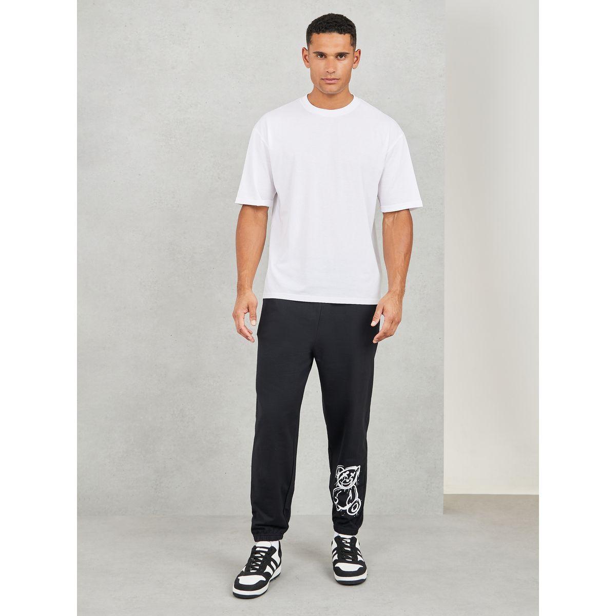 Styli Oversized Teddy Print Jogger with Drawcord Waistband-men-clothing-bottoms-joggers-image-2