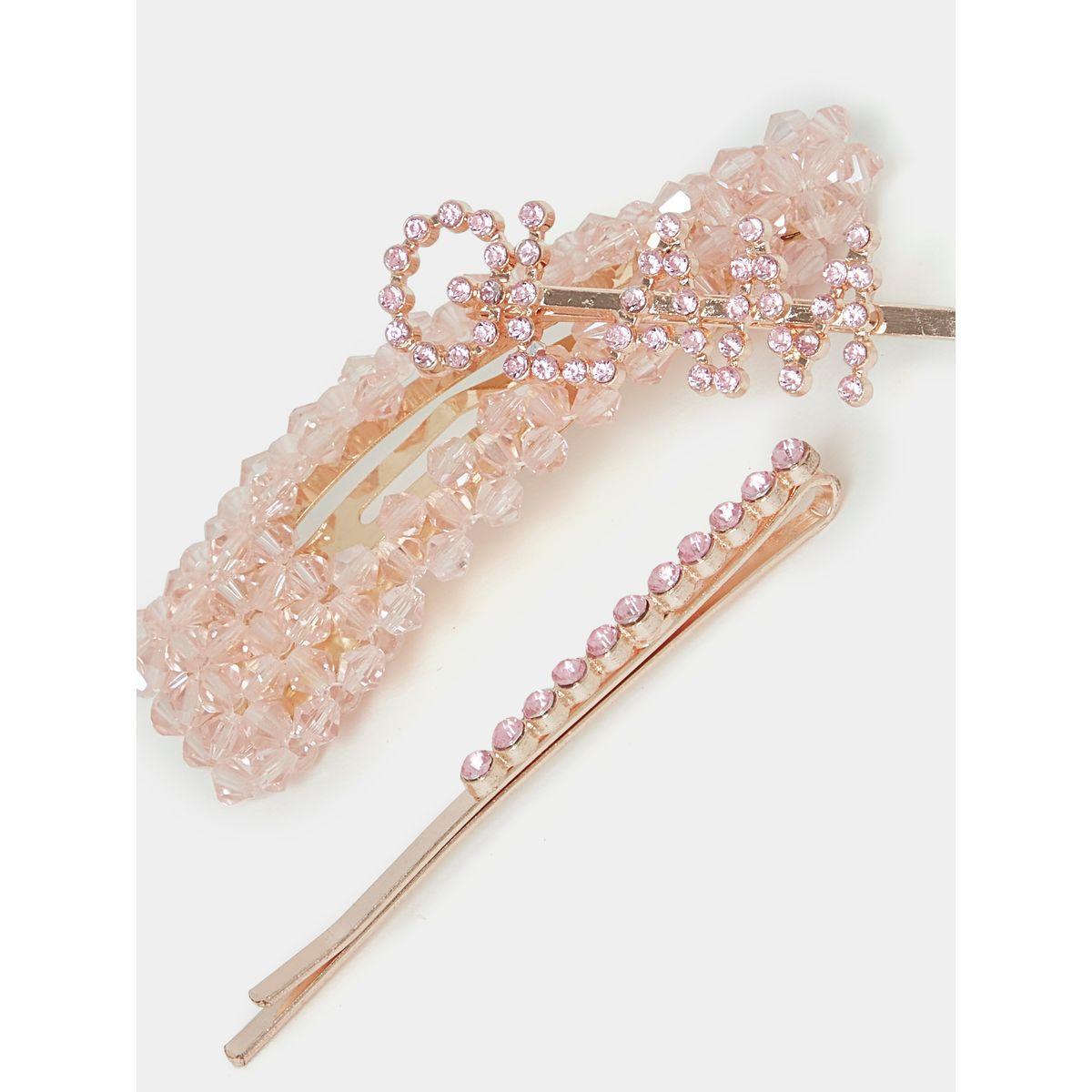 مجموعة من 3 دبابيس شعر مزينة بحجر الراين-women-hairaccessories-clips-image-3