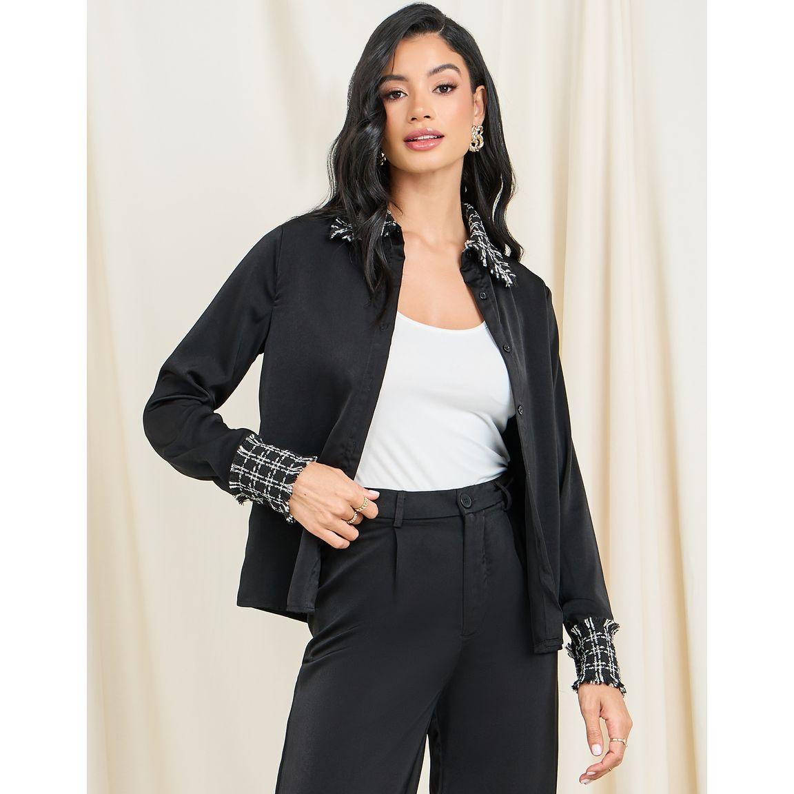 Styli Tweed Collared Shirt & Pants Co-Ord-women-clothing-coordsets-image-2