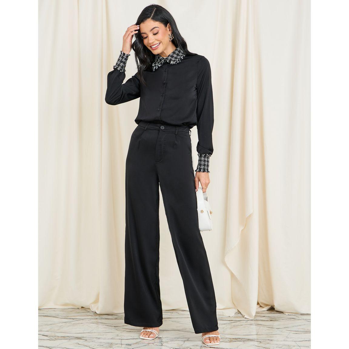 Styli Tweed Collared Shirt & Pants Co-Ord-women-clothing-coordsets-image-5