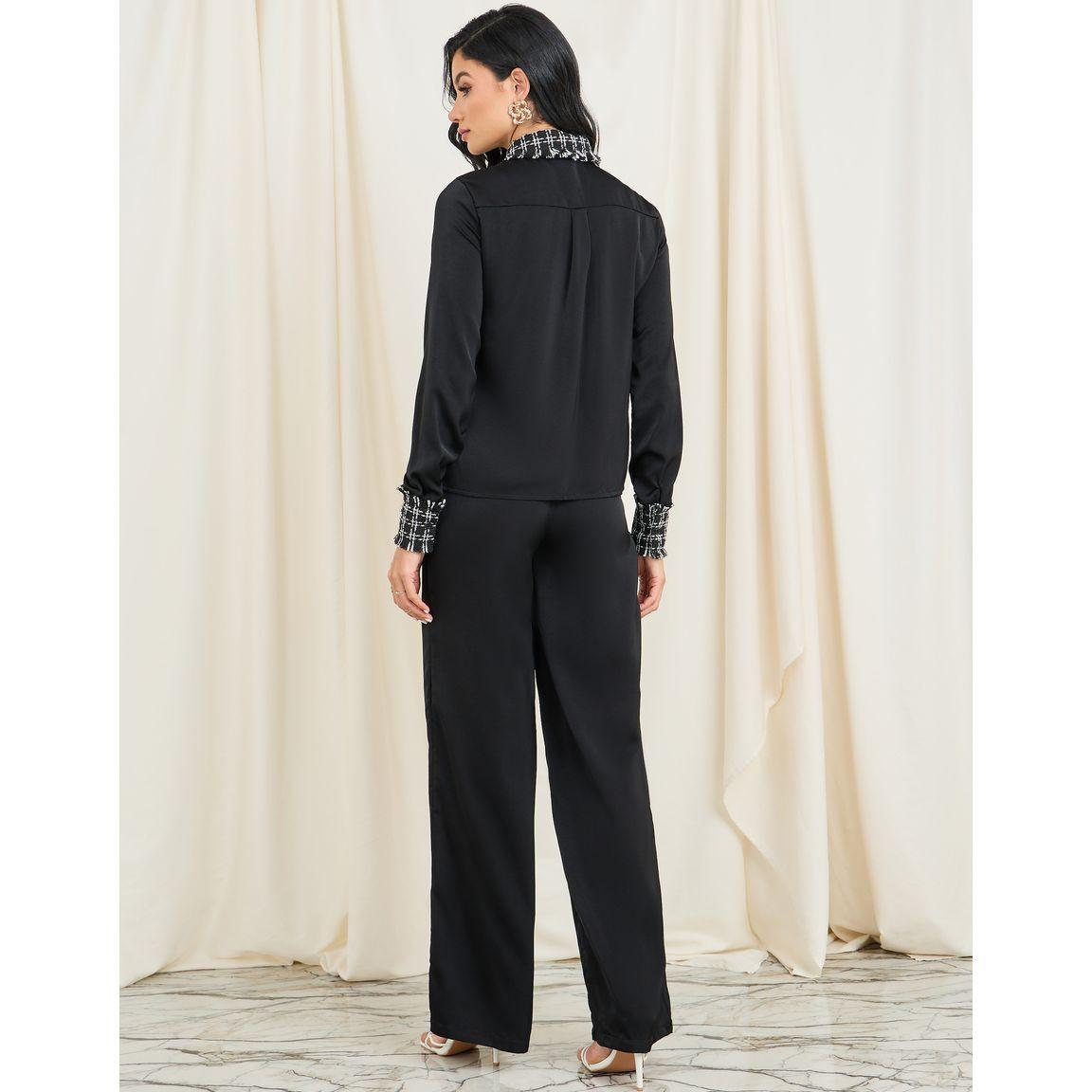 Styli Tweed Collared Shirt & Pants Co-Ord-women-clothing-coordsets-image-6