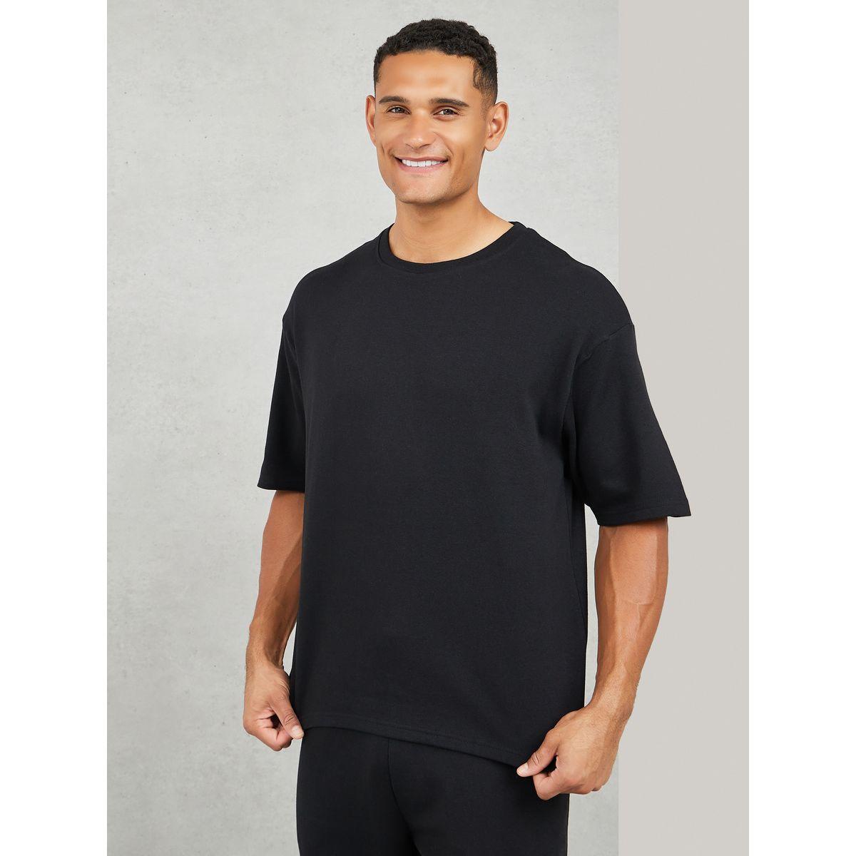 Styli Oversized Varsity Back Print T-shirt and Open Hem Relaxed Jogger Interlock Co-ords Set-men-clothing-coordsets-image-3