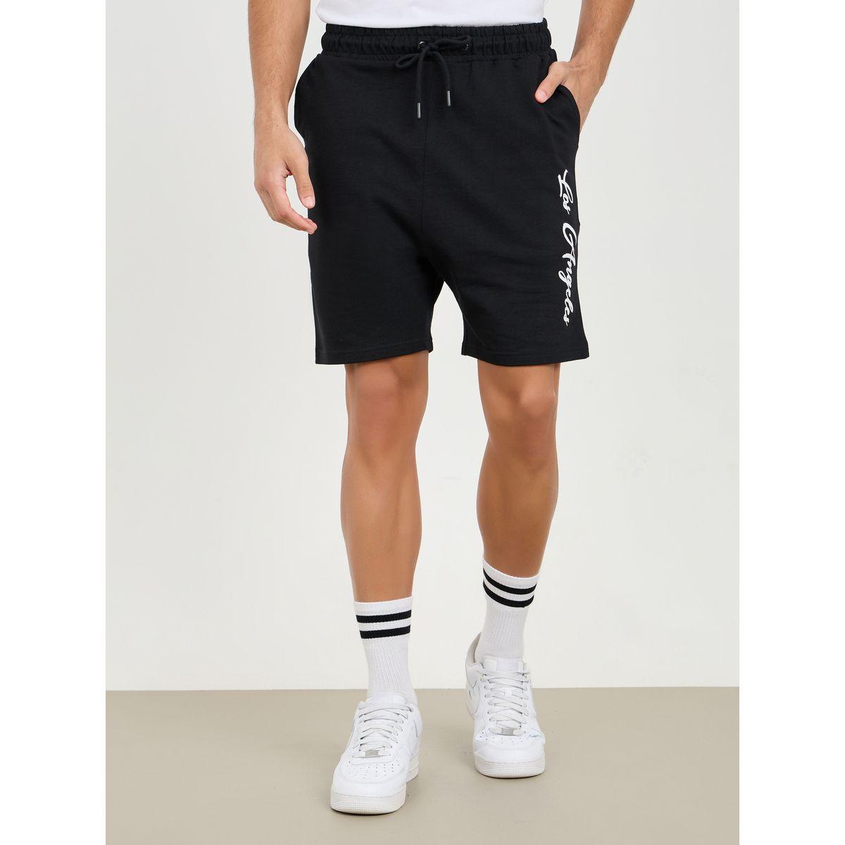 Styli Minimal Print Regular Fit Terry Shorts-men-clothing-bottoms-shorts-image-1