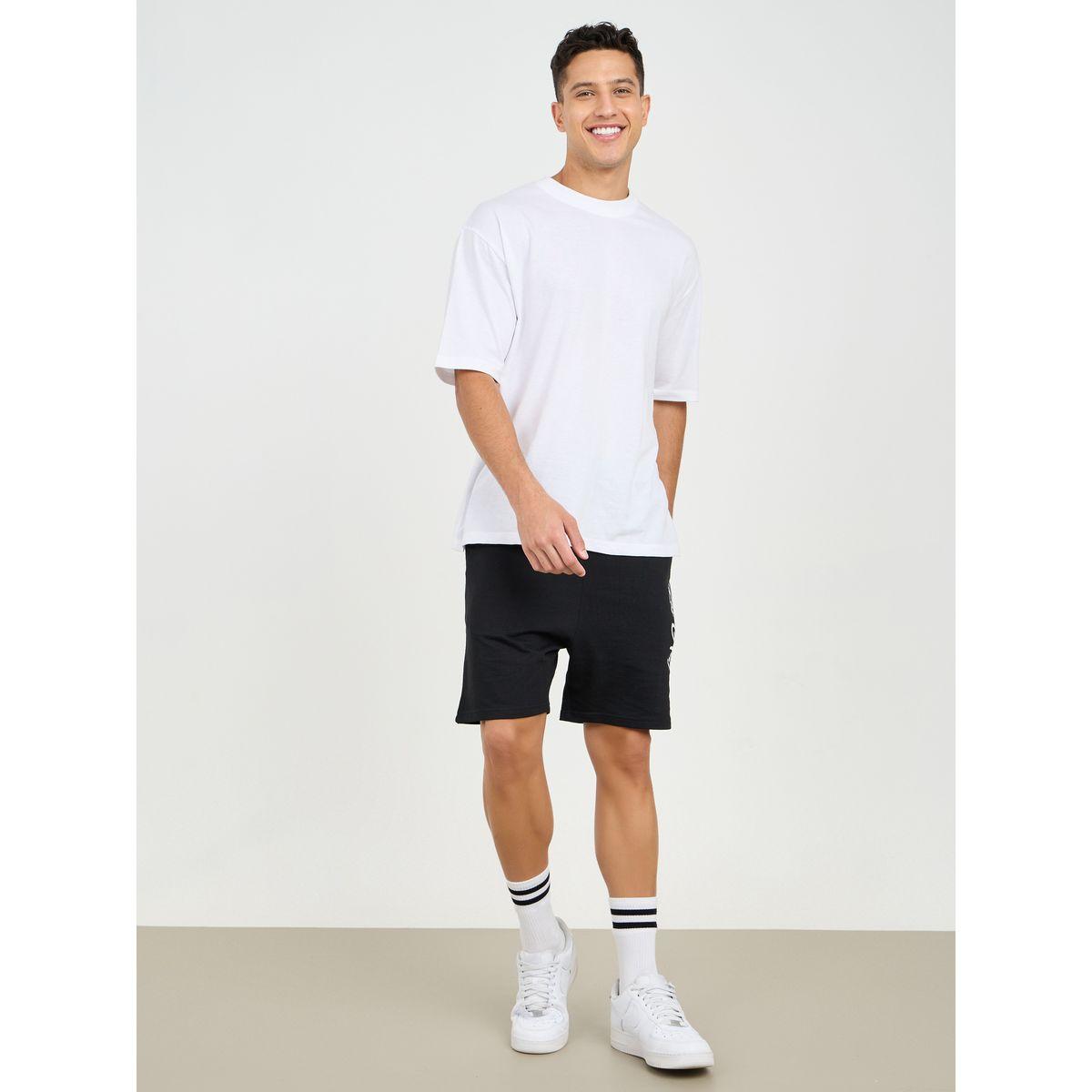 Styli Minimal Print Regular Fit Terry Shorts-men-clothing-bottoms-shorts-image-2