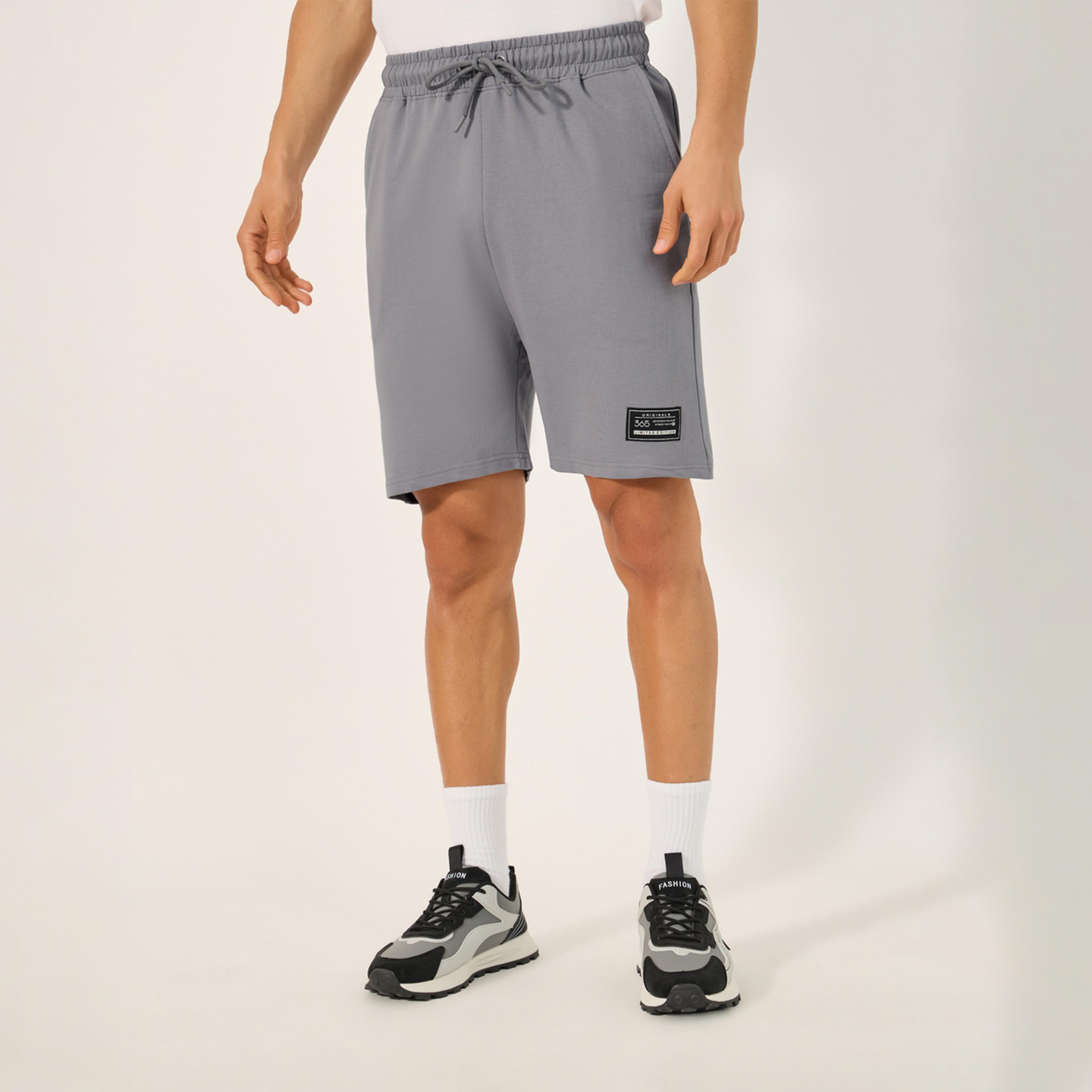 Styli Badge Detail Regular Fit Terry Shorts-men-clothing-bottoms-shorts-image-1