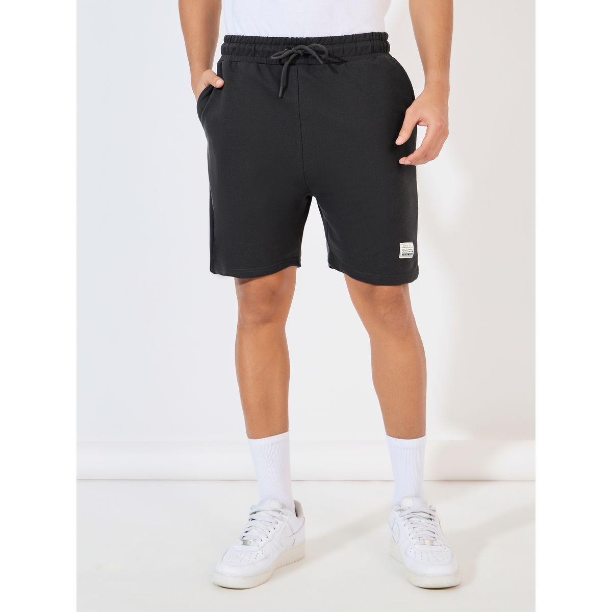 Styli Badge Detail Regular Fit Terry Shorts-men-clothing-bottoms-shorts-image-1