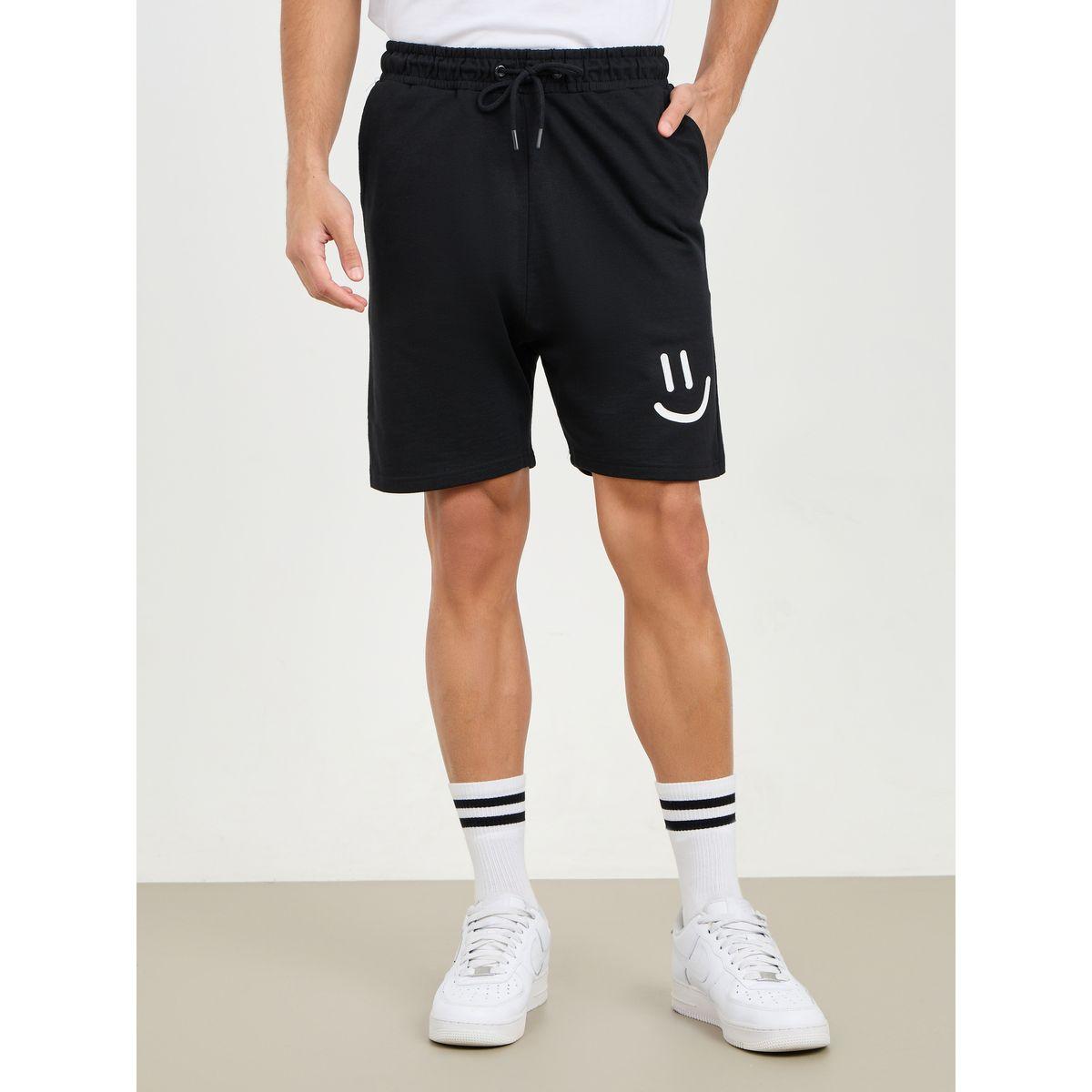 Styli Minimal Print Regular Terry Shorts-men-clothing-bottoms-shorts-image-1