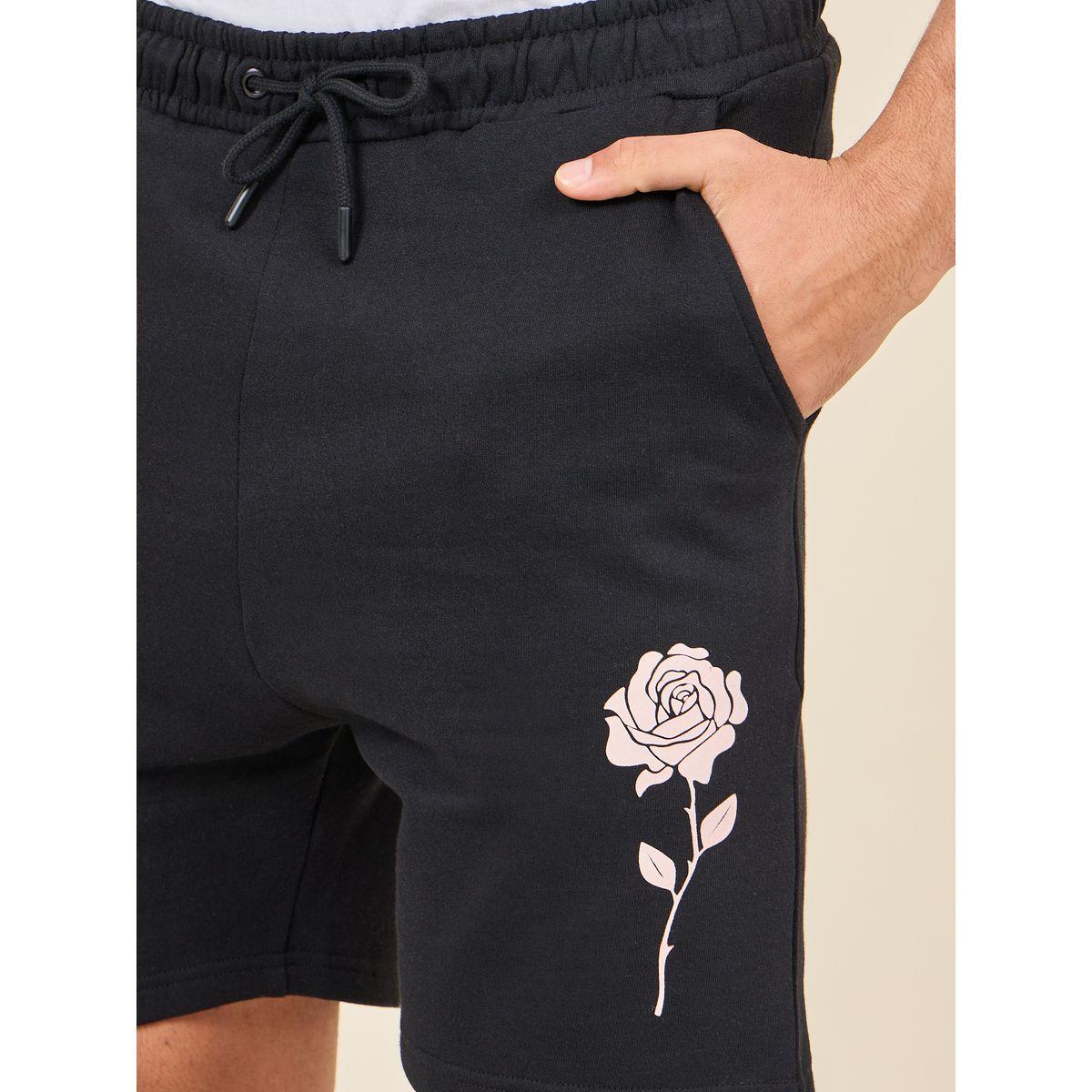 Styli Floral Print Fleece Regular Shorts-men-clothing-bottoms-shorts-image-3
