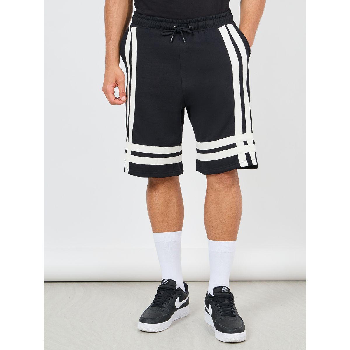 شورت فليس واسع بشريط عريض مع رباط خصر-men-clothing-bottoms-shorts-image-1