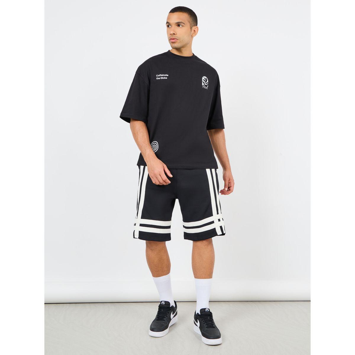 شورت فليس واسع بشريط عريض مع رباط خصر-men-clothing-bottoms-shorts-image-2