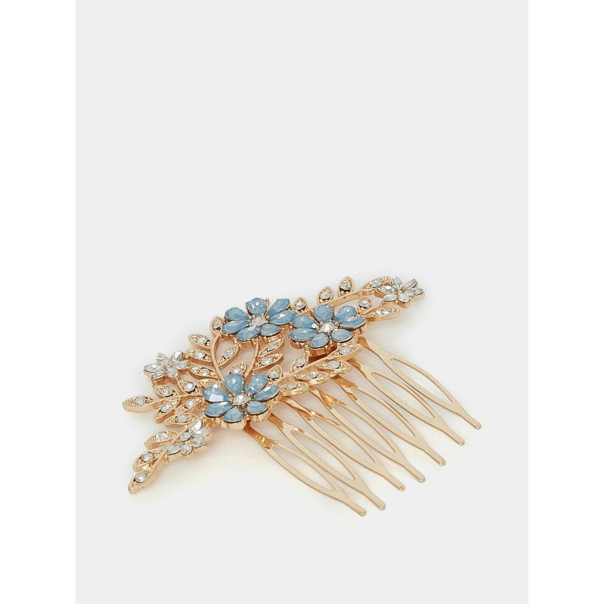 Styli Floral Rhinestone Hair Comb-women-hairaccessories-brushesandcombs-image-1