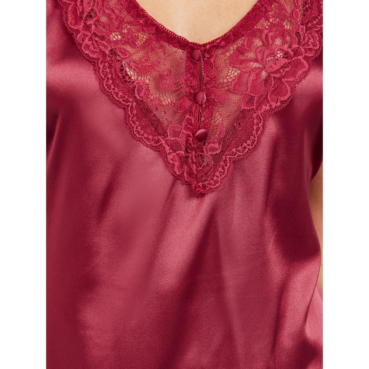 قميص نوم ساتان بتفاصيل دانتيل وازرار-women-clothing-lingerie-babydollsandbodysuits-image-2