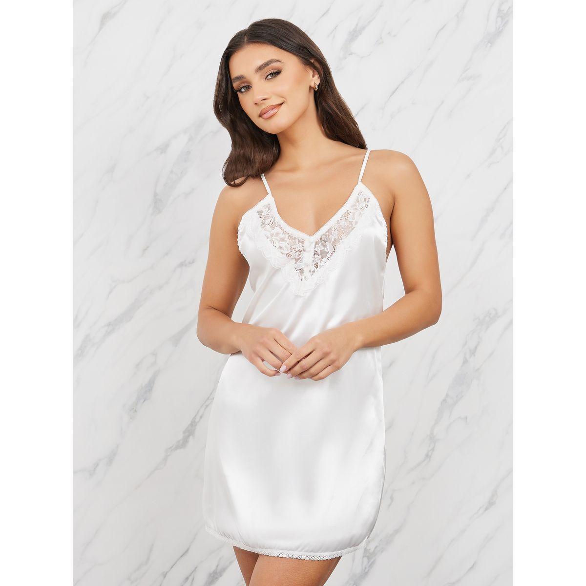 قميص نوم ساتان بتفاصيل دانتيل-women-clothing-lingerie-babydollsandbodysuits-image-1