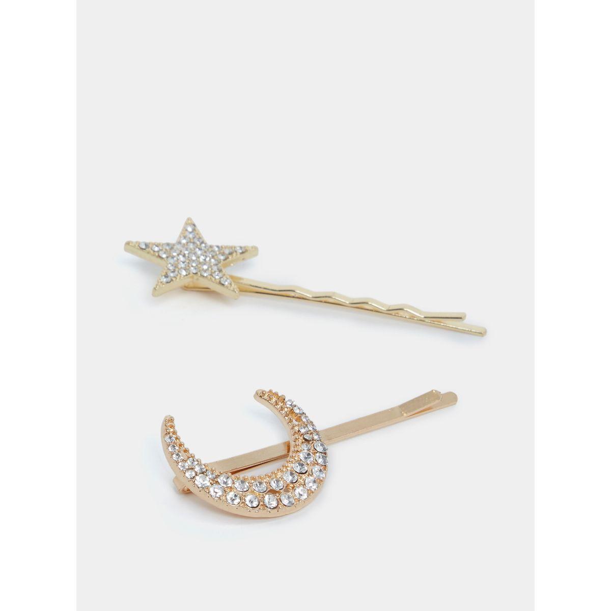 Styli Set of 2 - Moon and Star Hair Pin-women-hairaccessories-hairpins-image-1