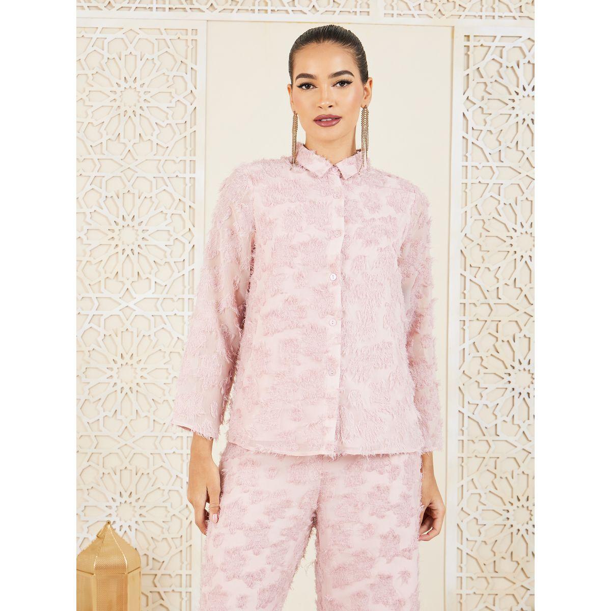 Styli Tassel Textured Shirt and Wide Leg Pant Set-women-arabicclothing-abayas-image-2