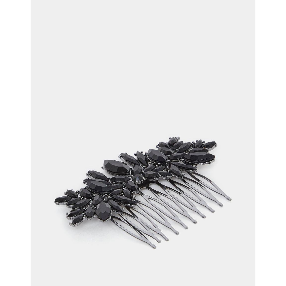 Styli Stone Embellished Metallic Hair Comb-women-hairaccessories-brushesandcombs-image-1