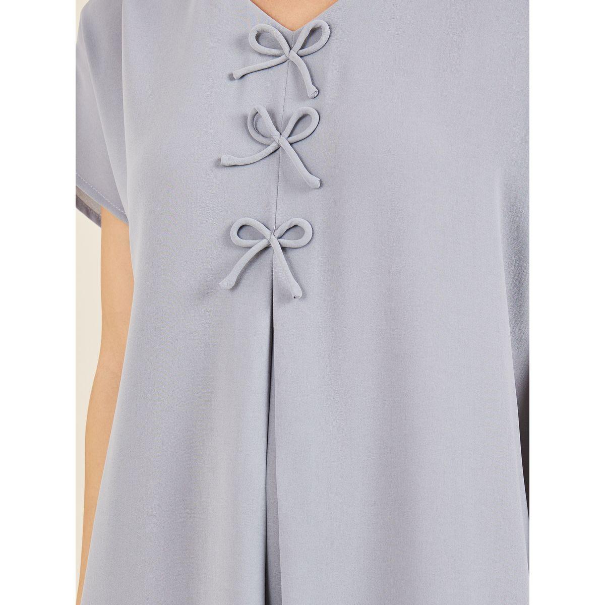 فستان مزين بربطة فيونكة واكمام قصيرة-women-arabicclothing-jalabiyas-image-2