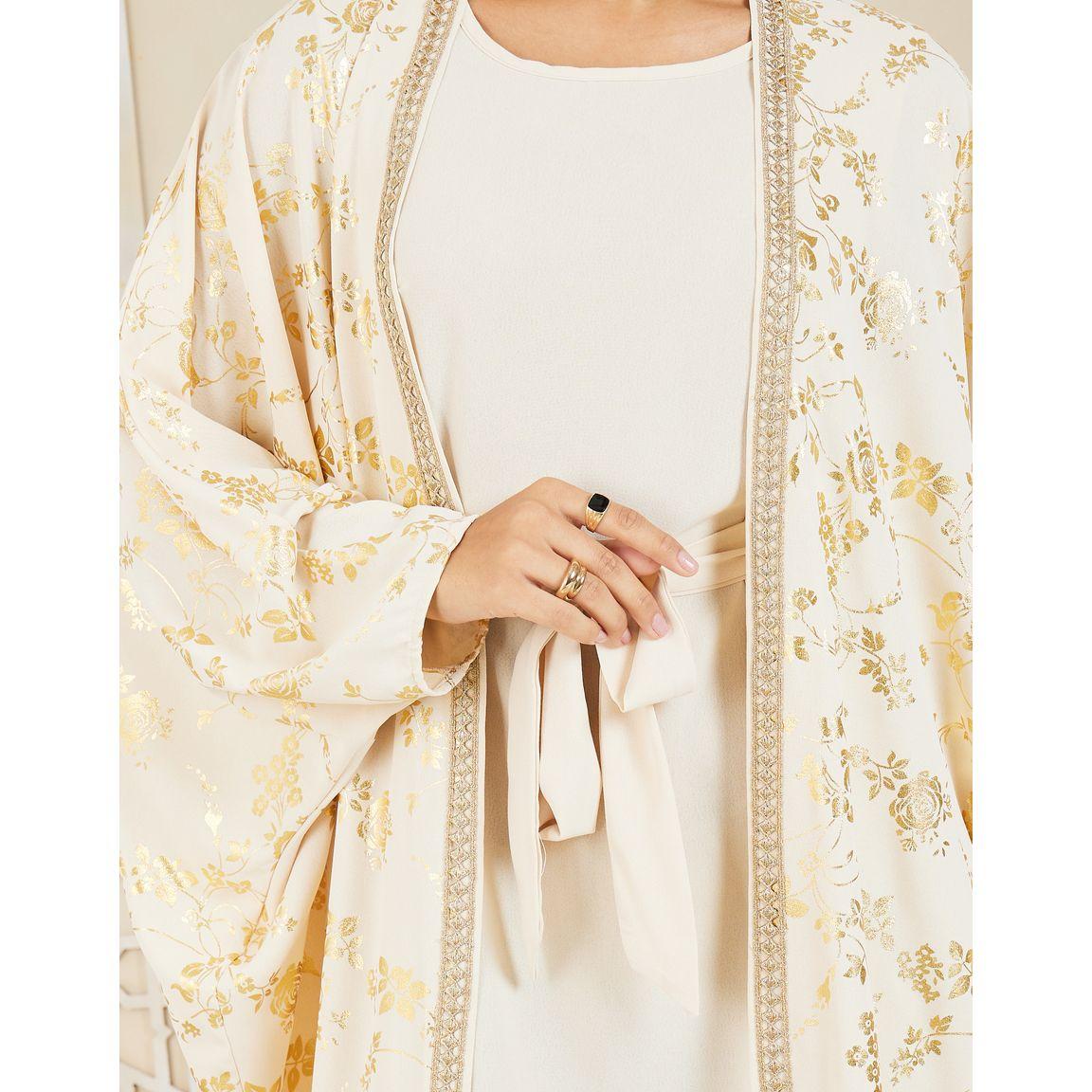 Styli Printed Abaya and Sleeveless Self Tie Up Inner Dress Set-women-arabicclothing-abayas-image-3