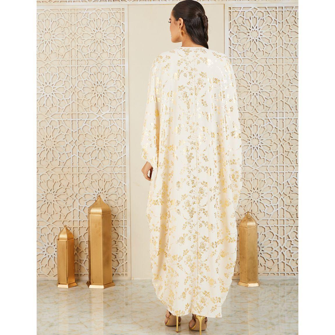 Styli Printed Abaya and Sleeveless Self Tie Up Inner Dress Set-women-arabicclothing-abayas-image-4