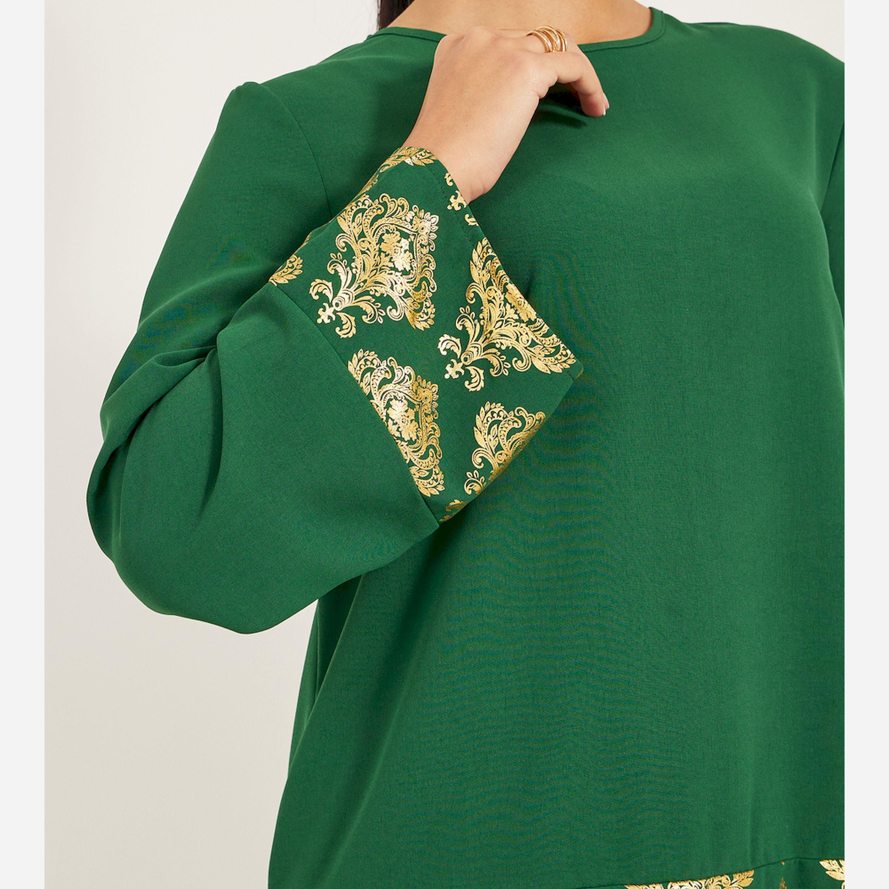 Styli Gold Border Print Top And Pant Modest Set-women-arabicclothing-sets-image-4