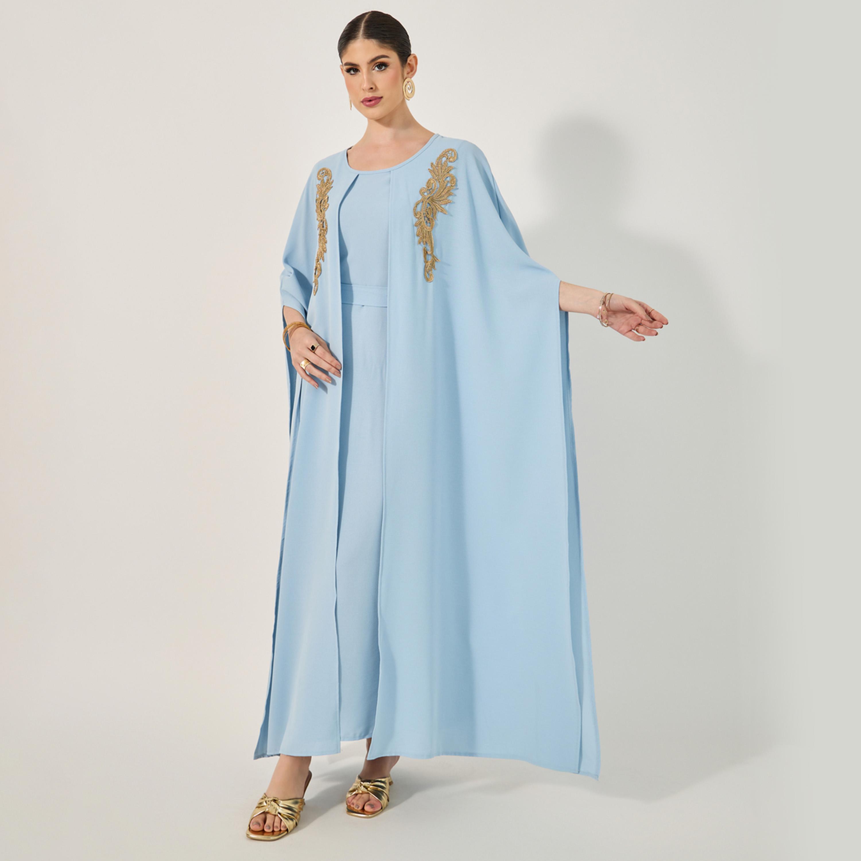 Styli Cape Style Jalabiya With Gold Trims-women-arabicclothing-jalabiyas-image-1
