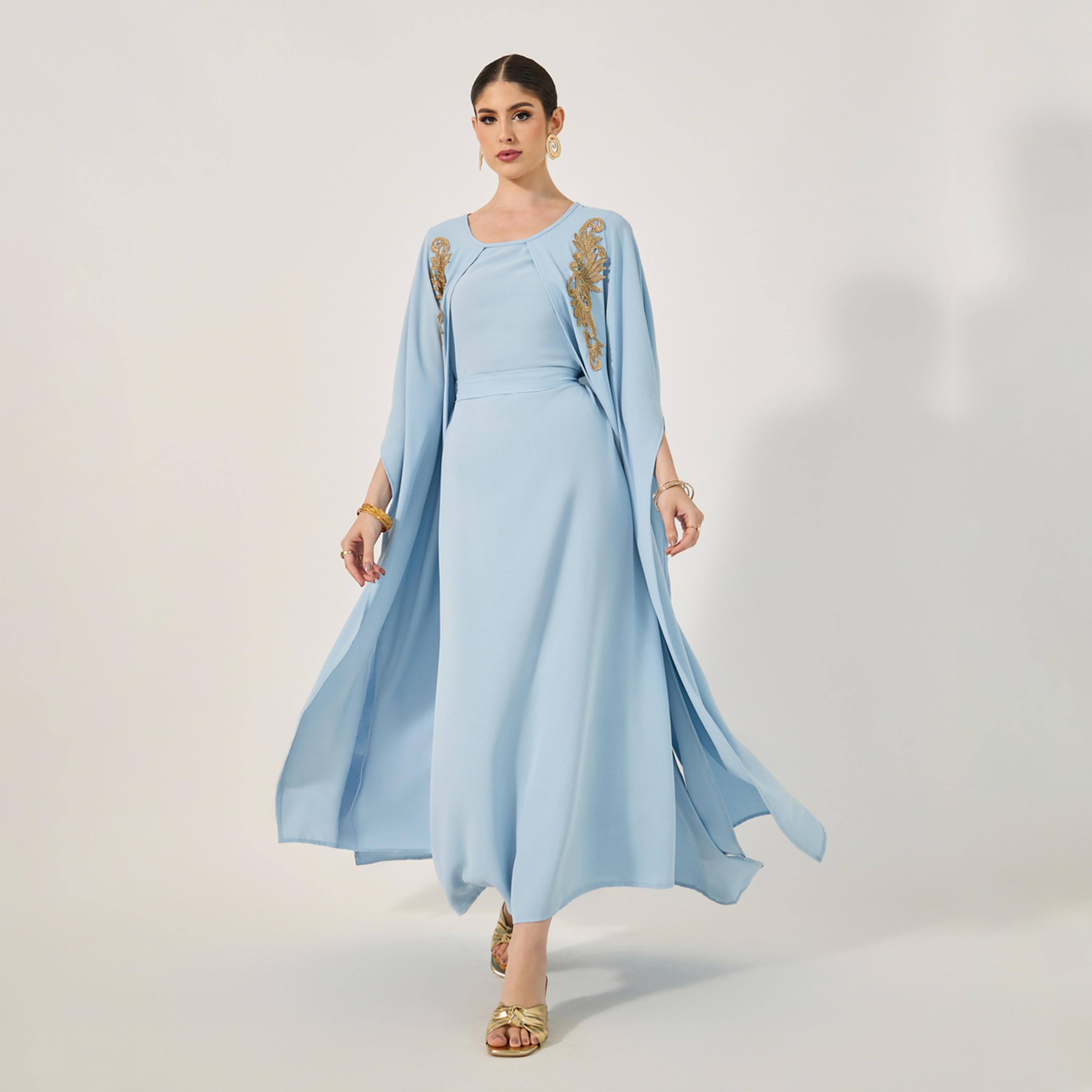 ستايلي - جلابية ستايل كيب مع حواف ذهبية-women-arabicclothing-jalabiyas-image-2