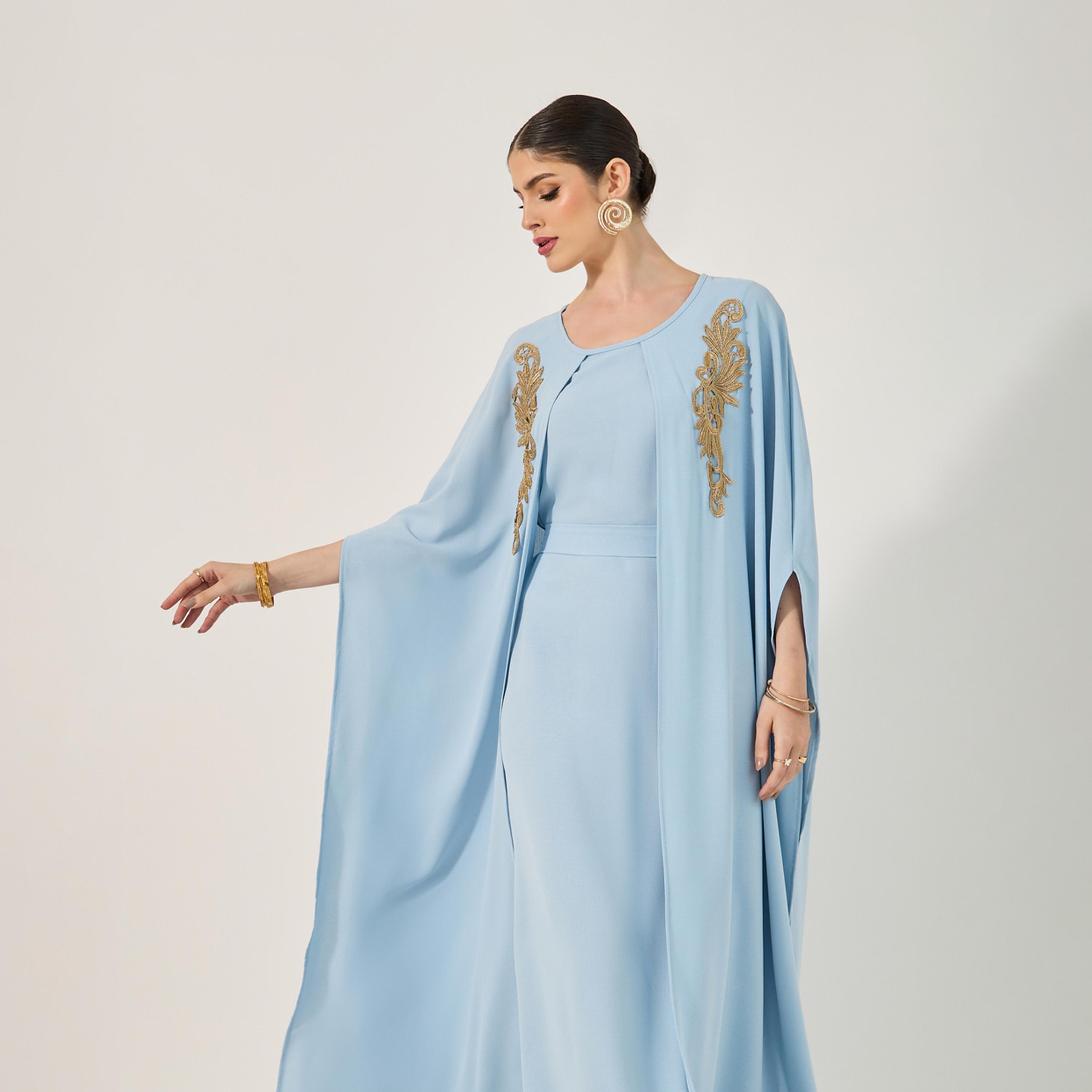ستايلي - جلابية ستايل كيب مع حواف ذهبية-women-arabicclothing-jalabiyas-image-3