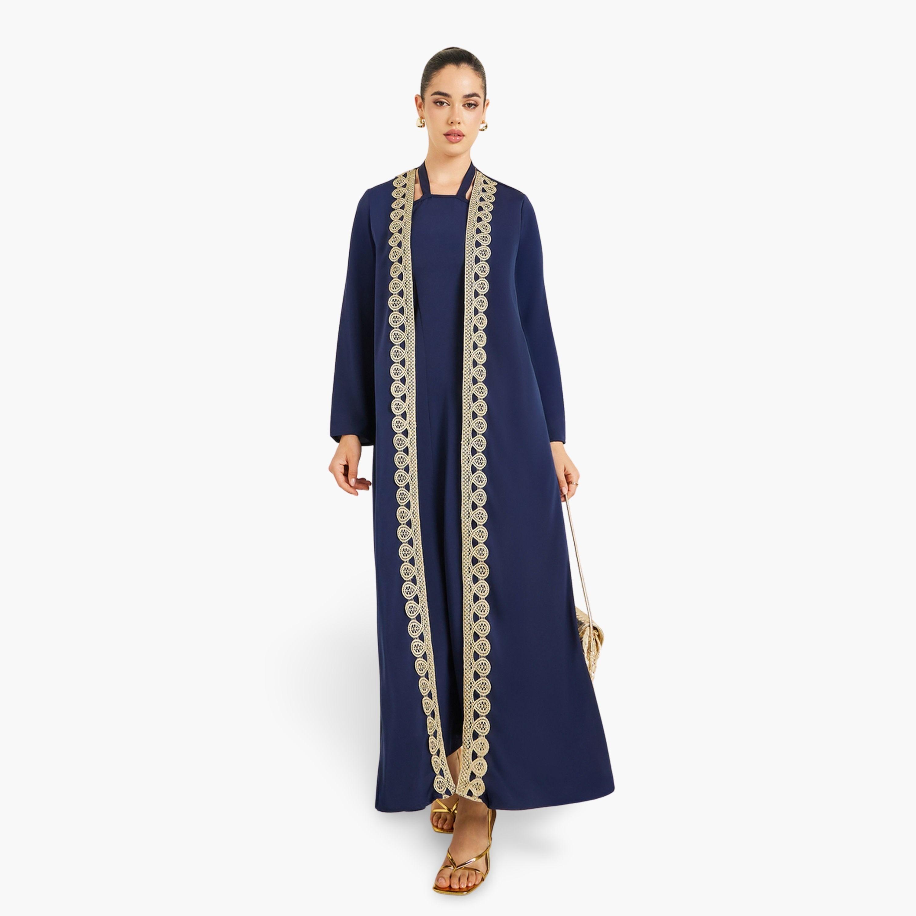 عباية مزينة مع فستان داخلي-women-arabicclothing-abayas-image-1