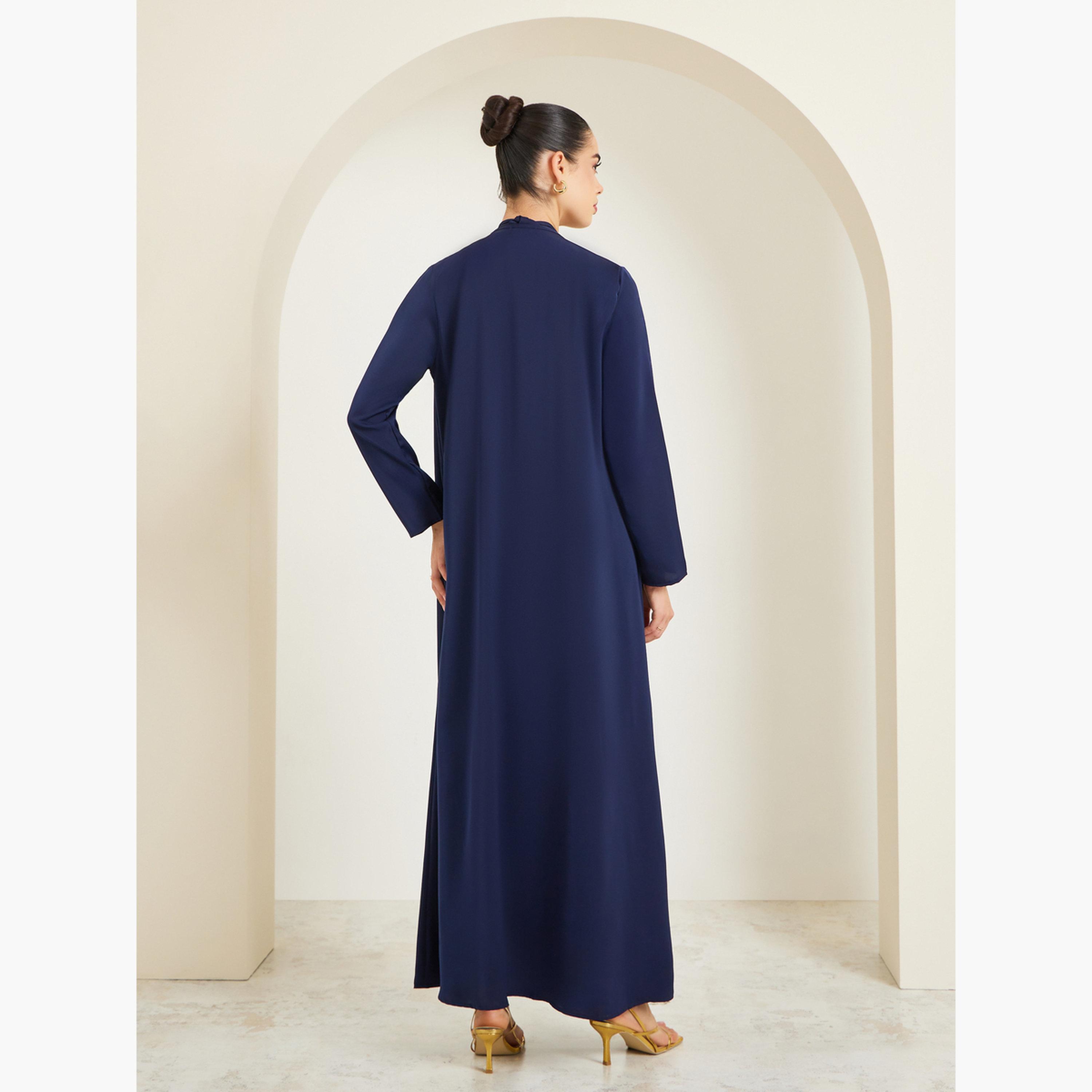 Styli Women Navy Blue Embellished Abaya with Inner Dress-women-arabicclothing-abayas-image-5