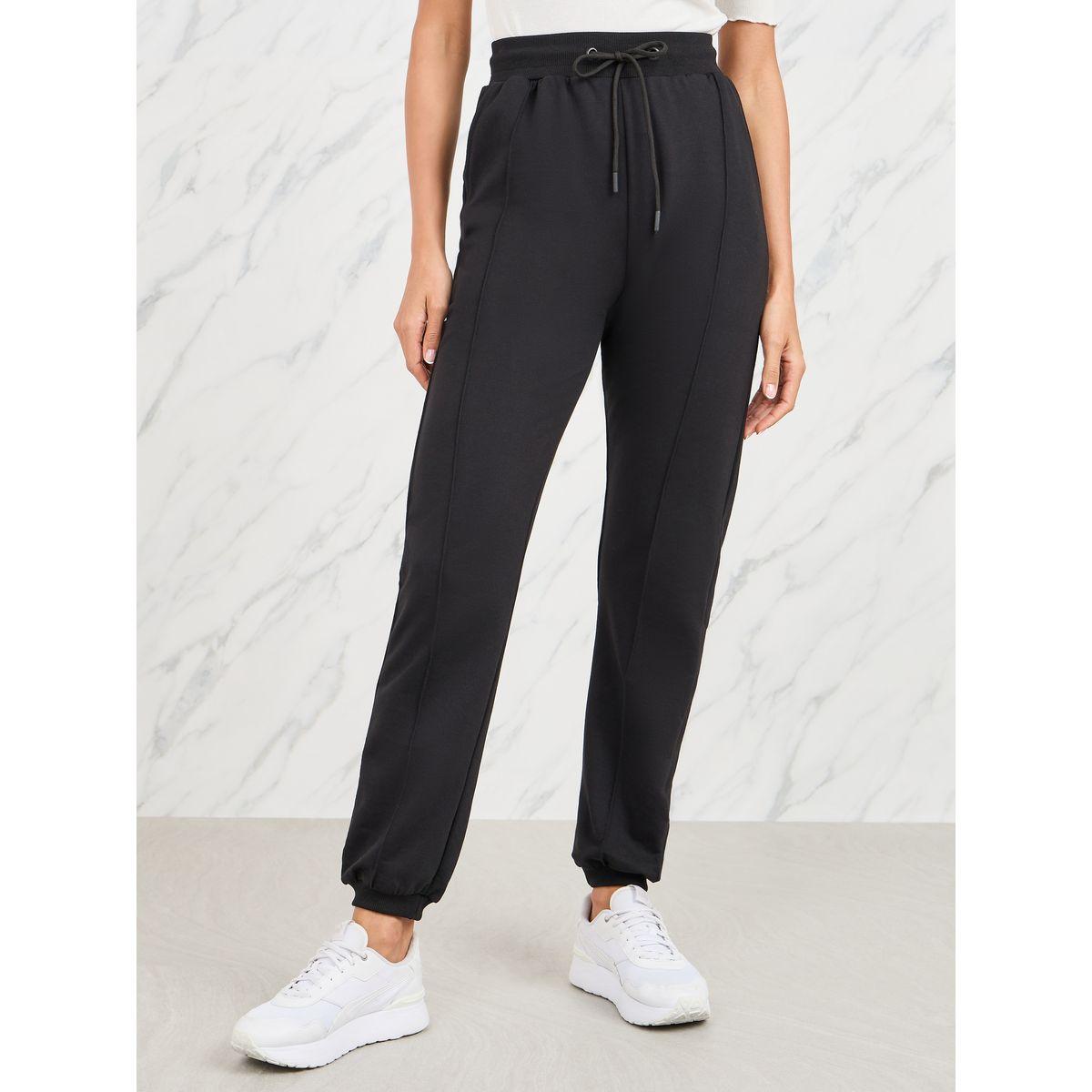 جوغر بقصة عادية وتفاصيل محزوزة-women-clothing-bottoms-joggers-image-1