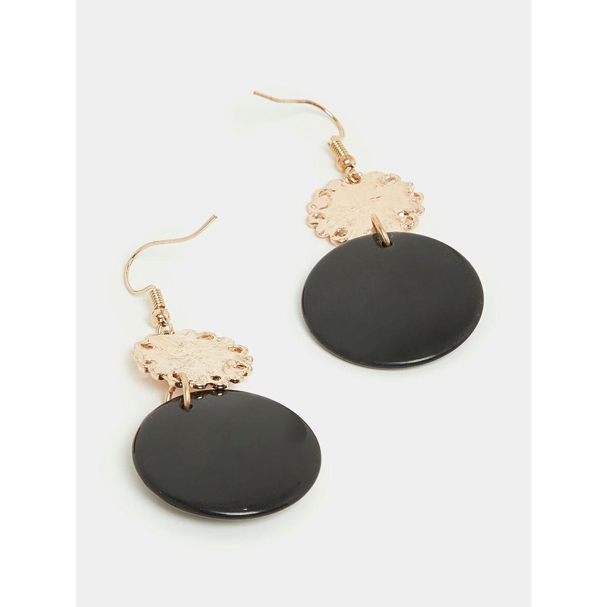 Styli Textured Coin Drop Earrings-women-watchesandjewellery-jewellery-earrings-image-4