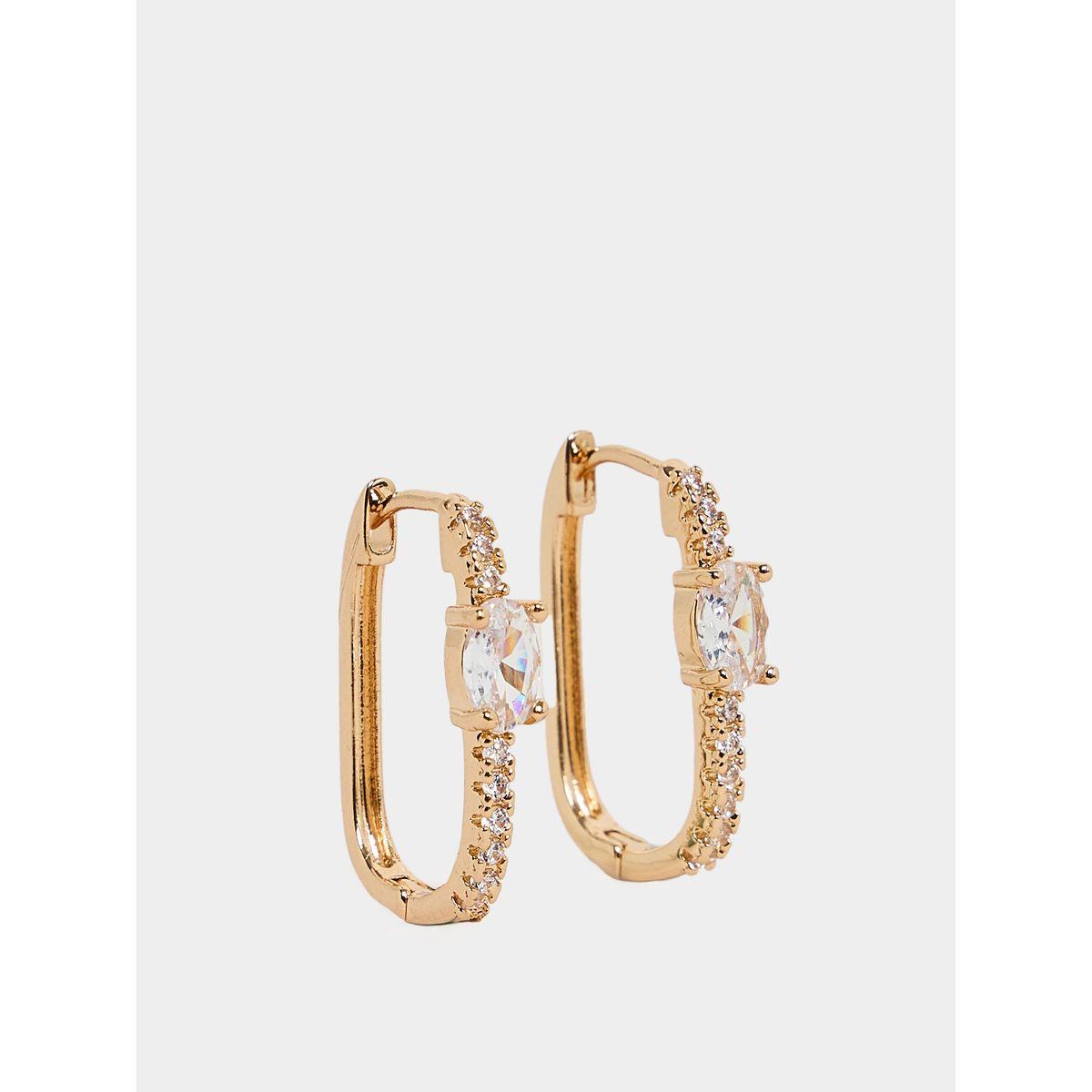 Styli Oval Design Huggie Earrings-women-watchesandjewellery-jewellery-earrings-image-2