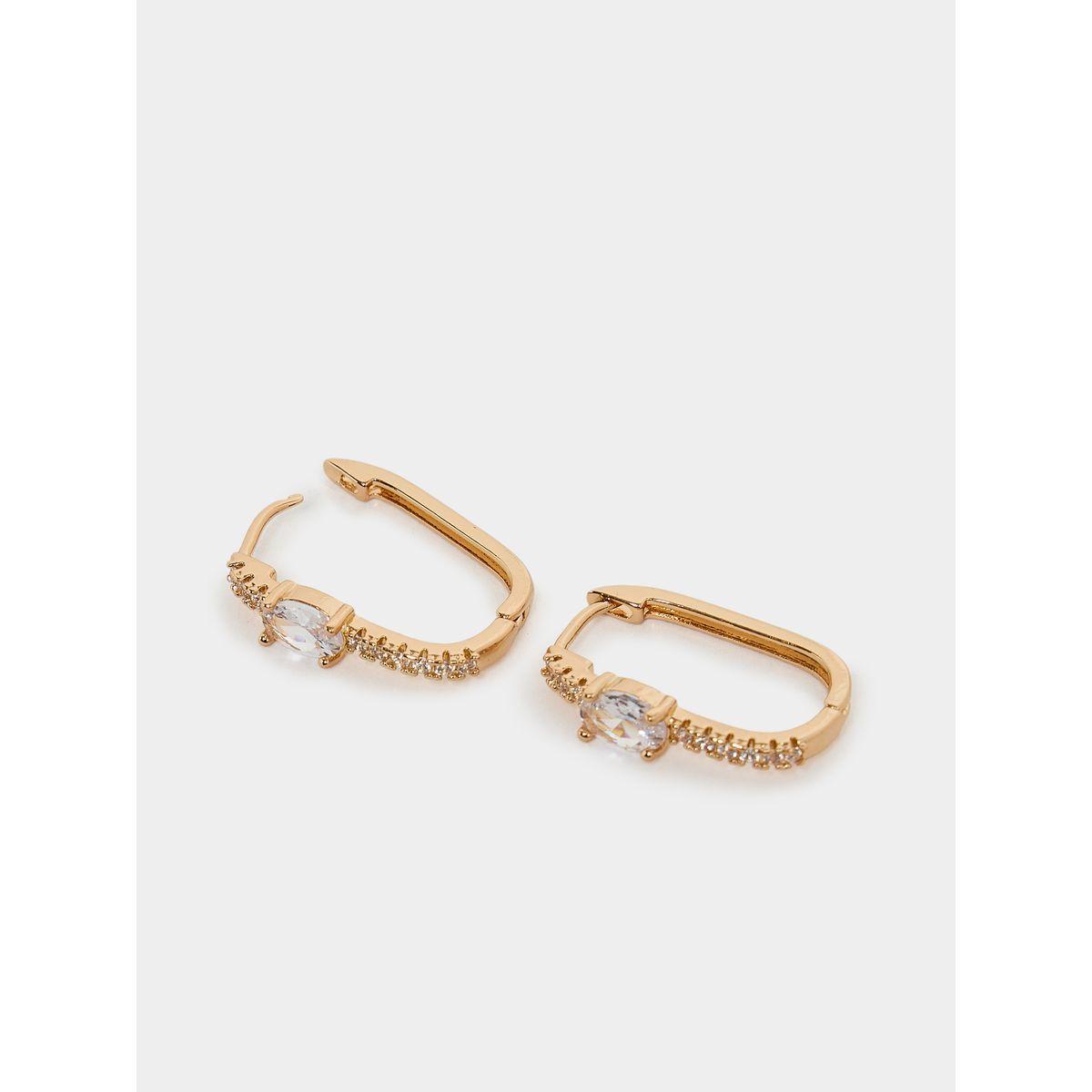 Styli Oval Design Huggie Earrings-women-watchesandjewellery-jewellery-earrings-image-3