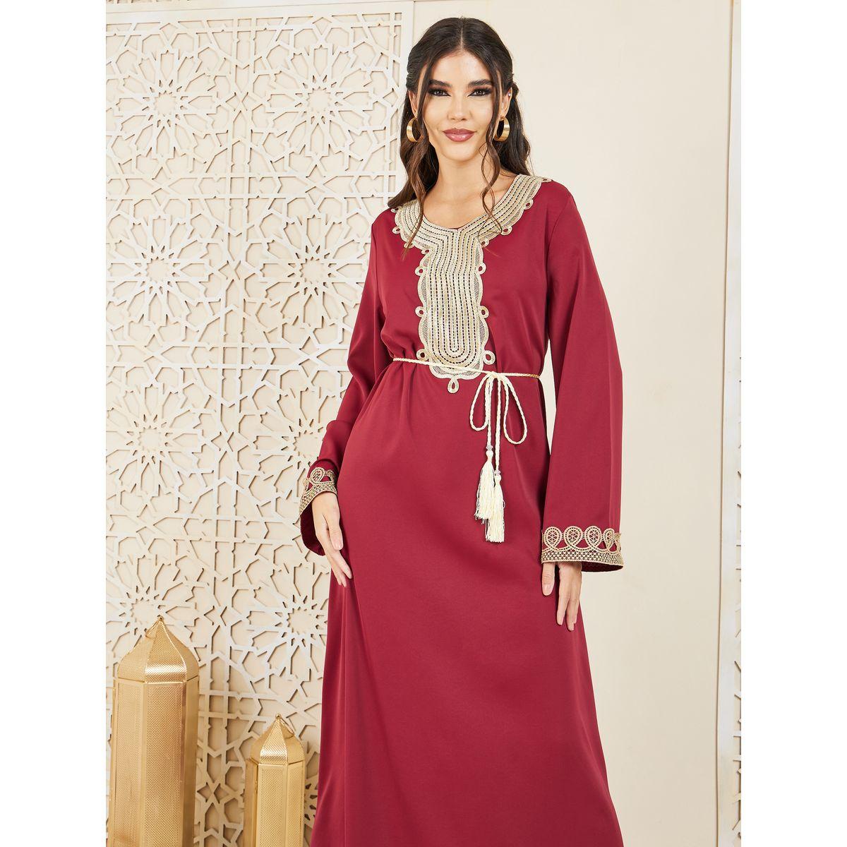 Styli Lace Detail Self Tie Up Jalabiya-women-arabicclothing-jalabiyas-image-2