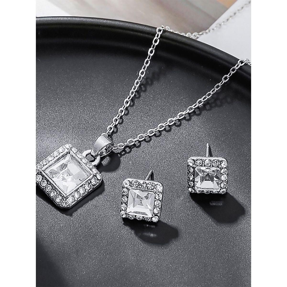 Styli Faux Crystal Earrings & Necklace Jewelry Set-women-watchesandjewellery-jewellery-jewellerysets-image-1