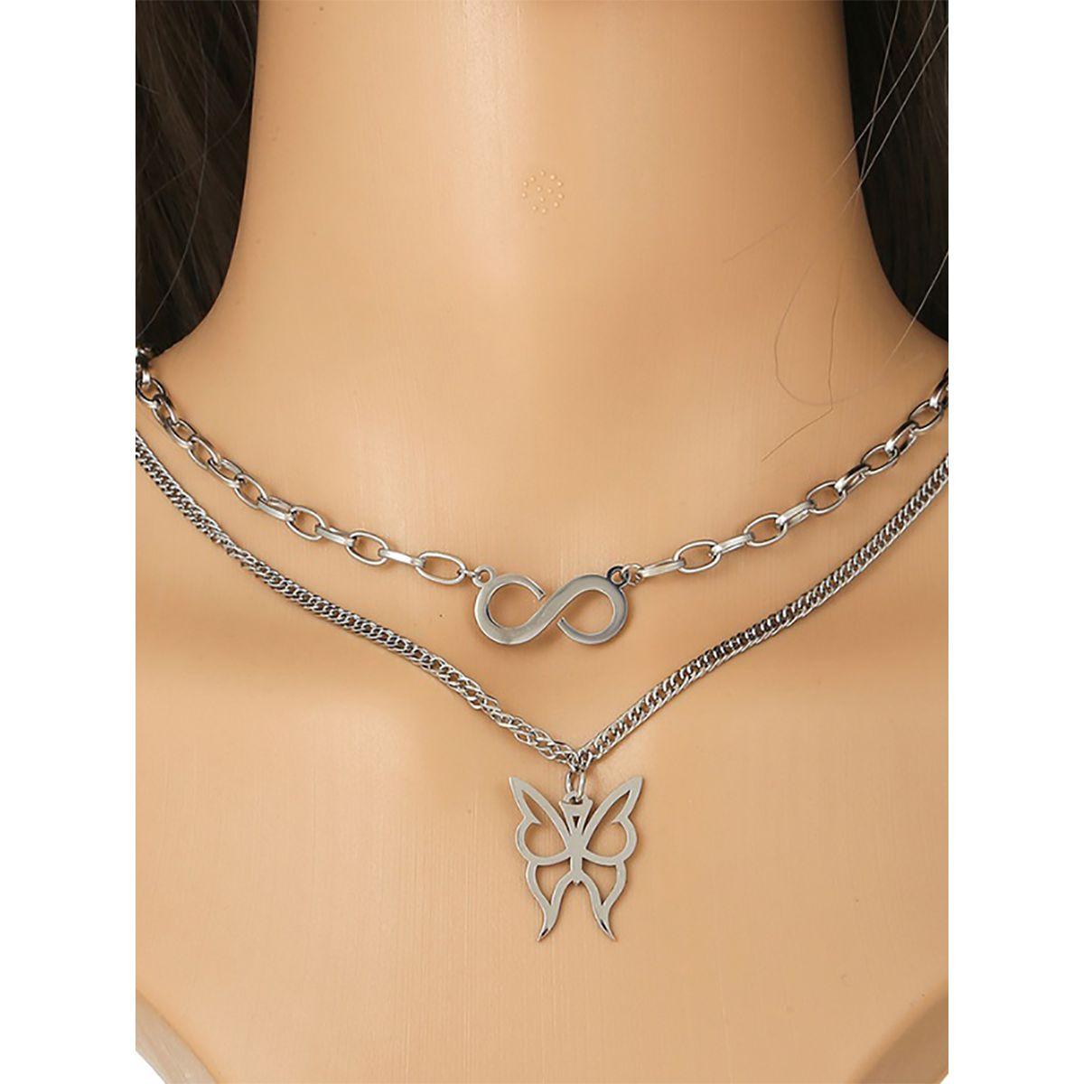 Styli Layered Butterfly & Infinite Pendant Necklace-women-watchesandjewellery-jewellery-necklacesandpendants-image-1