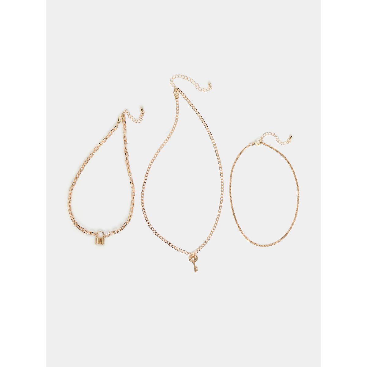 Styli Set of 3 - Key Lock Pendant Chain Necklace-women-watchesandjewellery-jewellery-necklacesandpendants-image-2