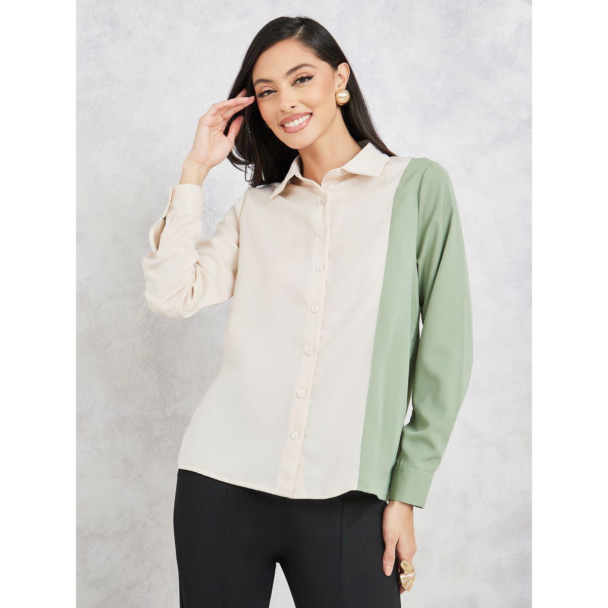 Styli Colorblock Button Up Shirt-women-clothing-shirtsandblouses-shirts-image-2