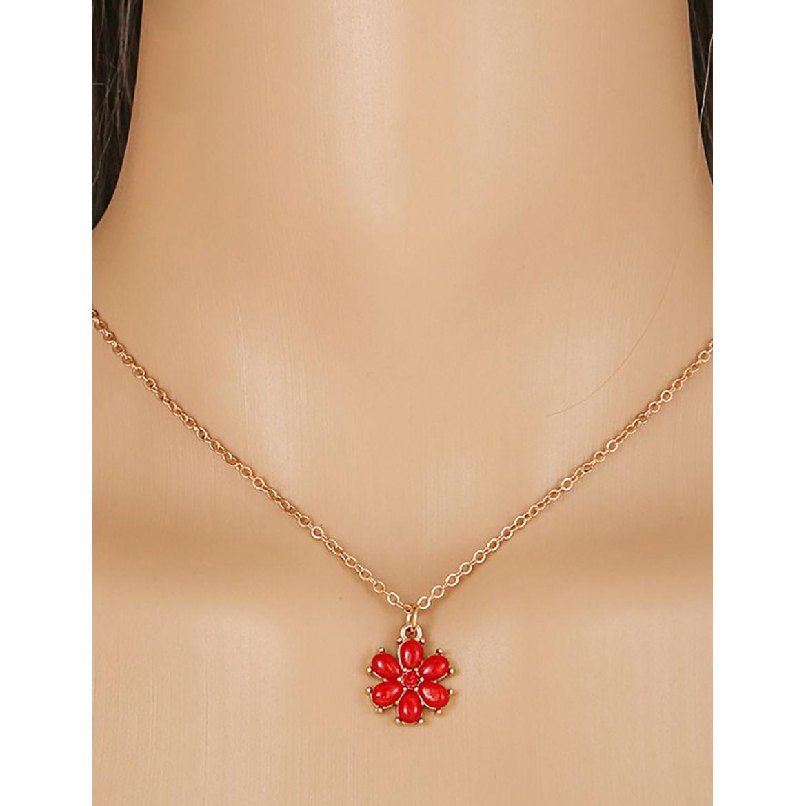 Styli Floral Drop Necklace with Lobster Clasp Closure-women-watchesandjewellery-jewellery-necklacesandpendants-image-3
