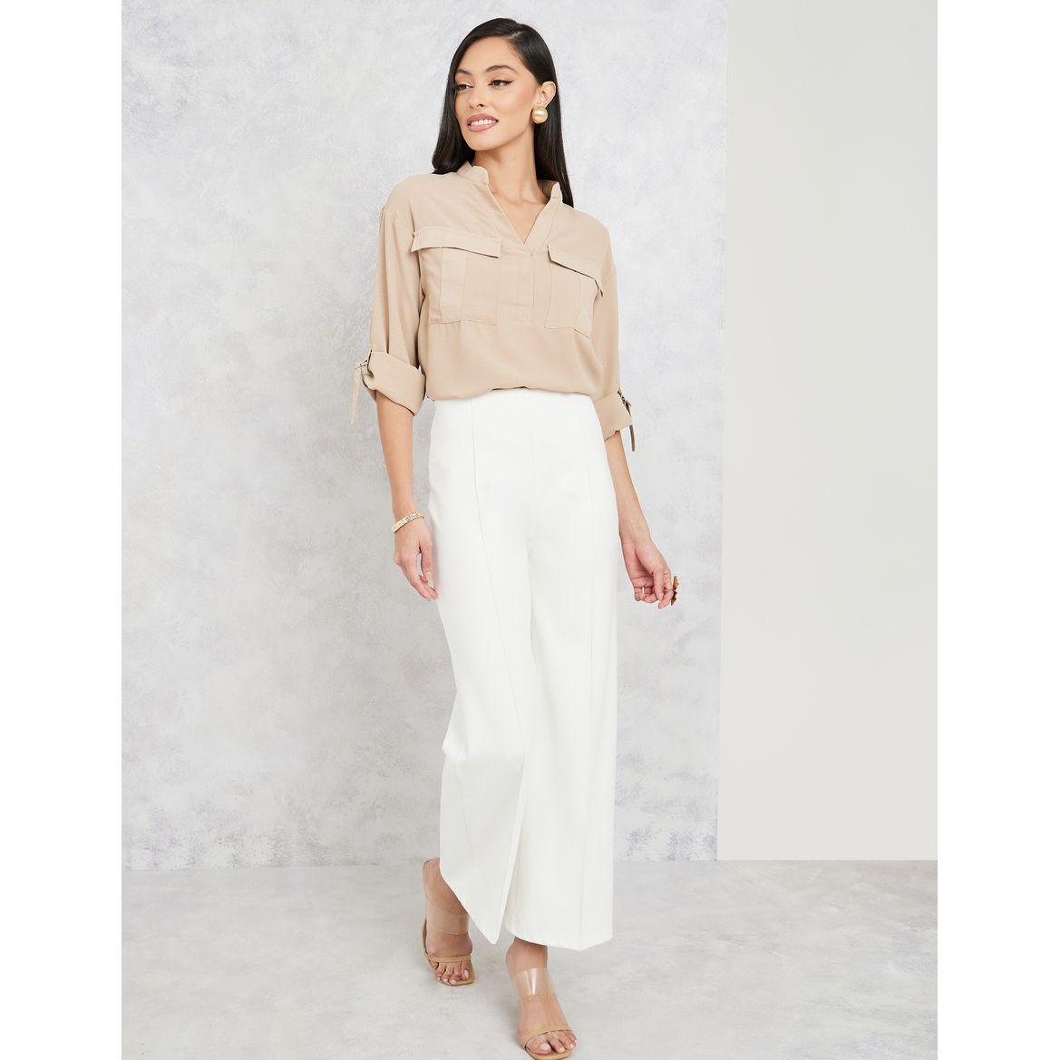 Styli Pocket Detail Blouse with Roll Up Sleeves-women-clothing-shirtsandblouses-blouses-image-3