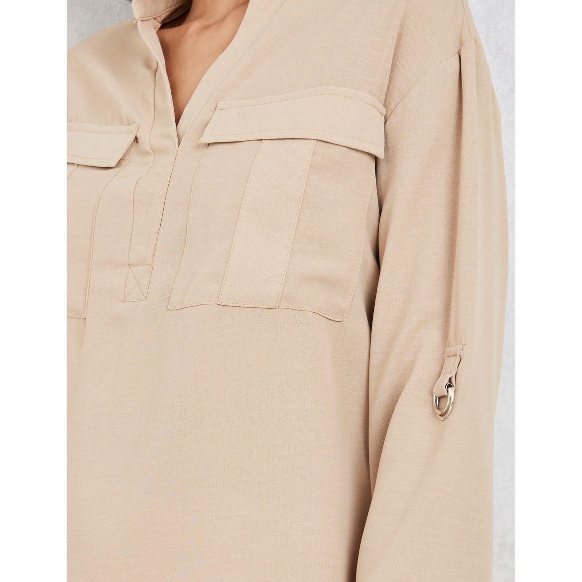 Styli Pocket Detail Blouse with Roll Up Sleeves-women-clothing-shirtsandblouses-blouses-image-4