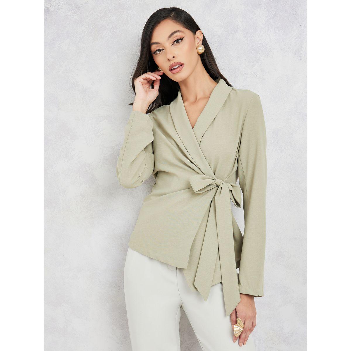 Styli Lapel Collared Long Sleeve Wrap Top-women-clothing-shirtsandblouses-blouses-image-1