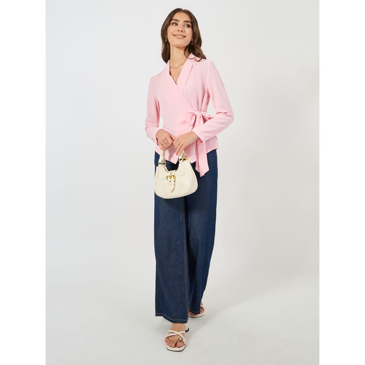 Styli Notch Lapel Long Sleeves Wrap Top-women-clothing-shirtsandblouses-blouses-image-2