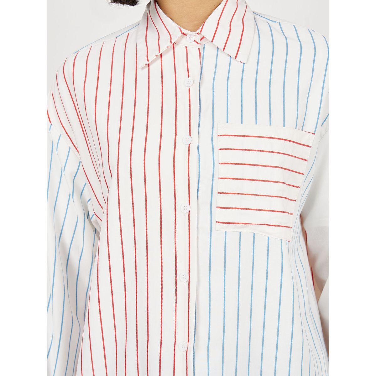 بلوزة واسعة بتداخلات مخططة مع جيب-women-clothing-shirtsandblouses-shirts-image-4