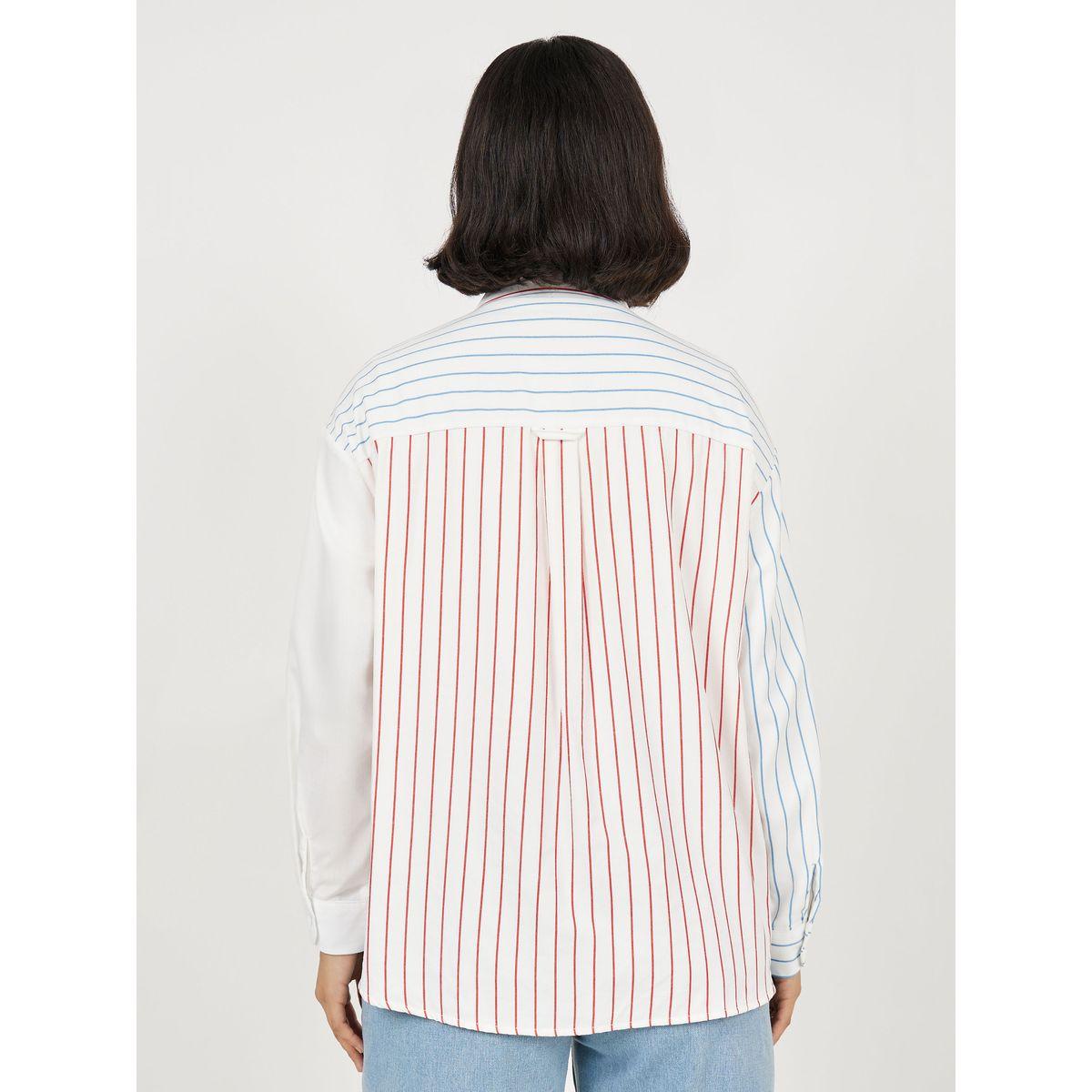 Styli Oversized Contrast Striped Shirt with Pocket-women-clothing-shirtsandblouses-shirts-image-5
