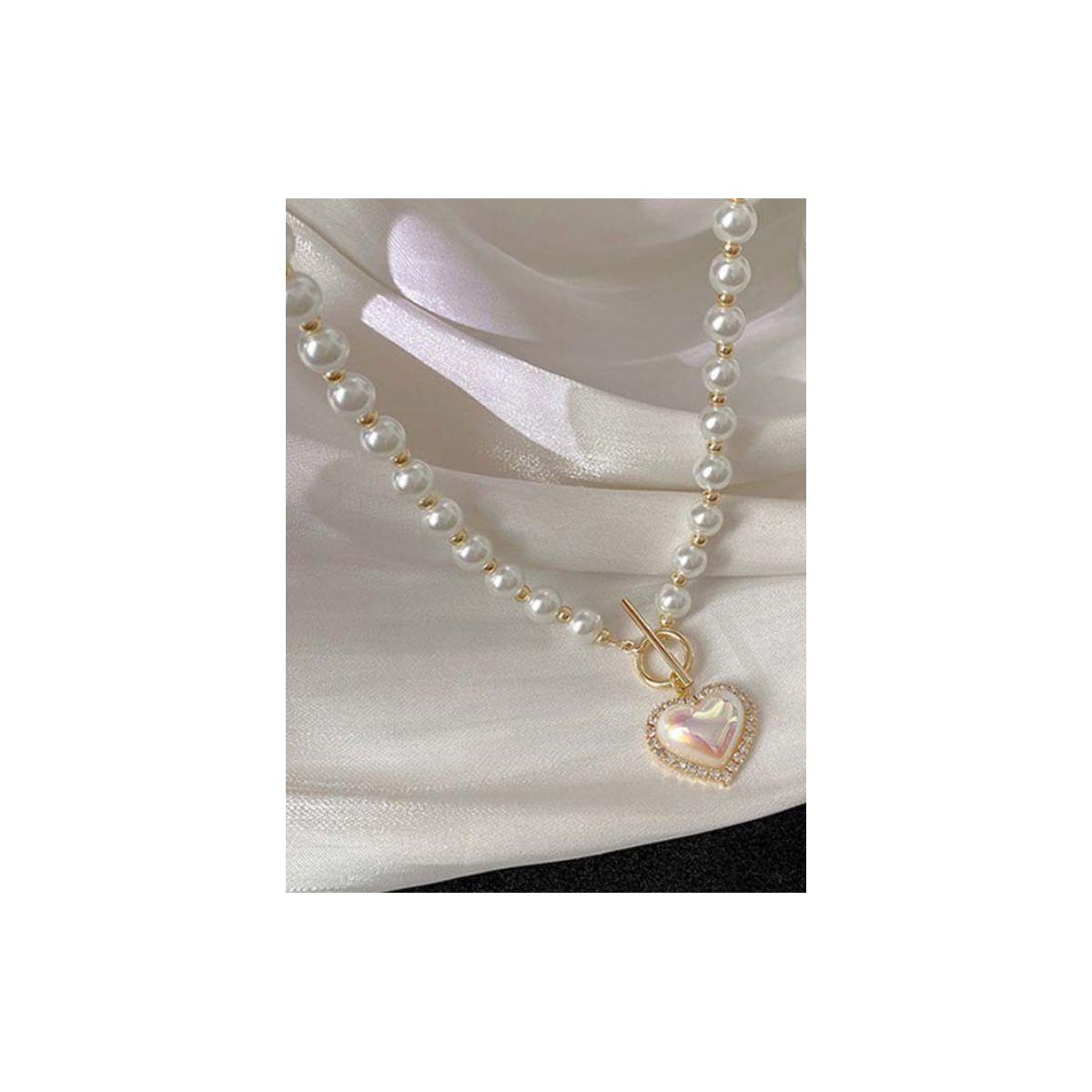 Styli Embellished Heart Pearl Necklace-women-watchesandjewellery-jewellery-necklacesandpendants-image-2