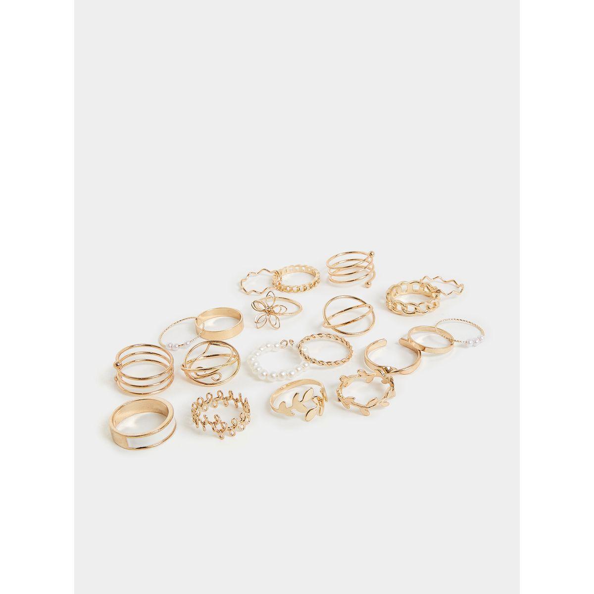 Styli Set of 20 - Textured Stackable Rings-women-watchesandjewellery-jewellery-rings-image-1