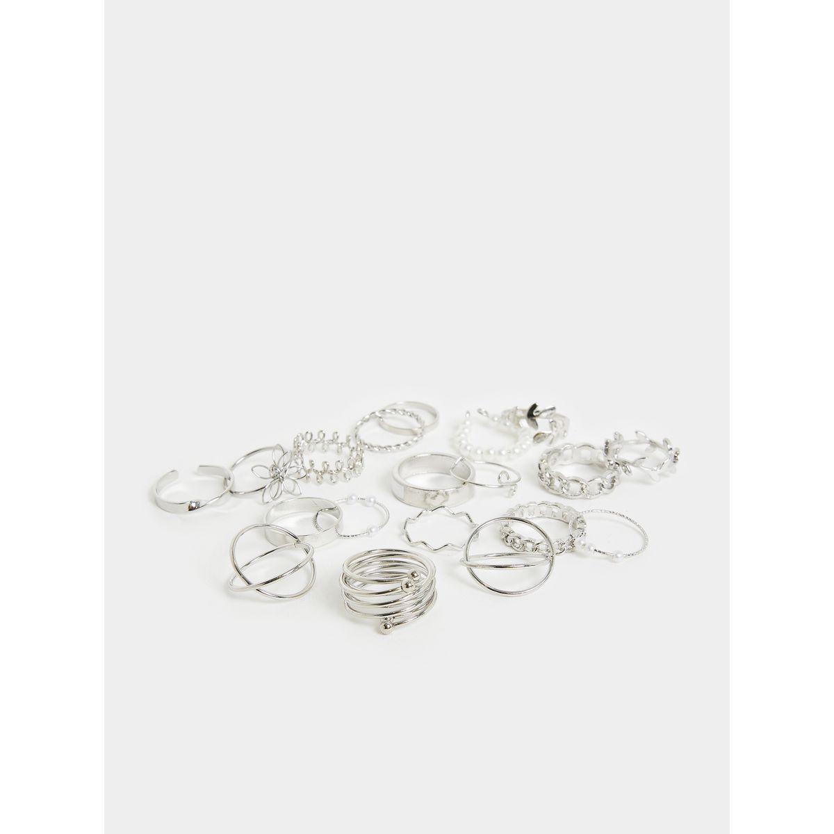 Styli Set of 20 - Textured Stackable Rings-women-watchesandjewellery-jewellery-rings-image-1