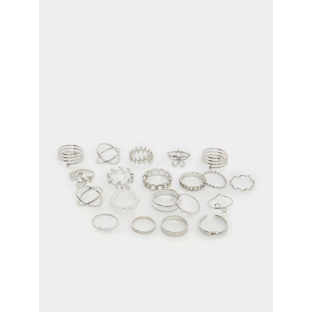 Styli Set of 20 - Textured Stackable Rings-women-watchesandjewellery-jewellery-rings-image-2