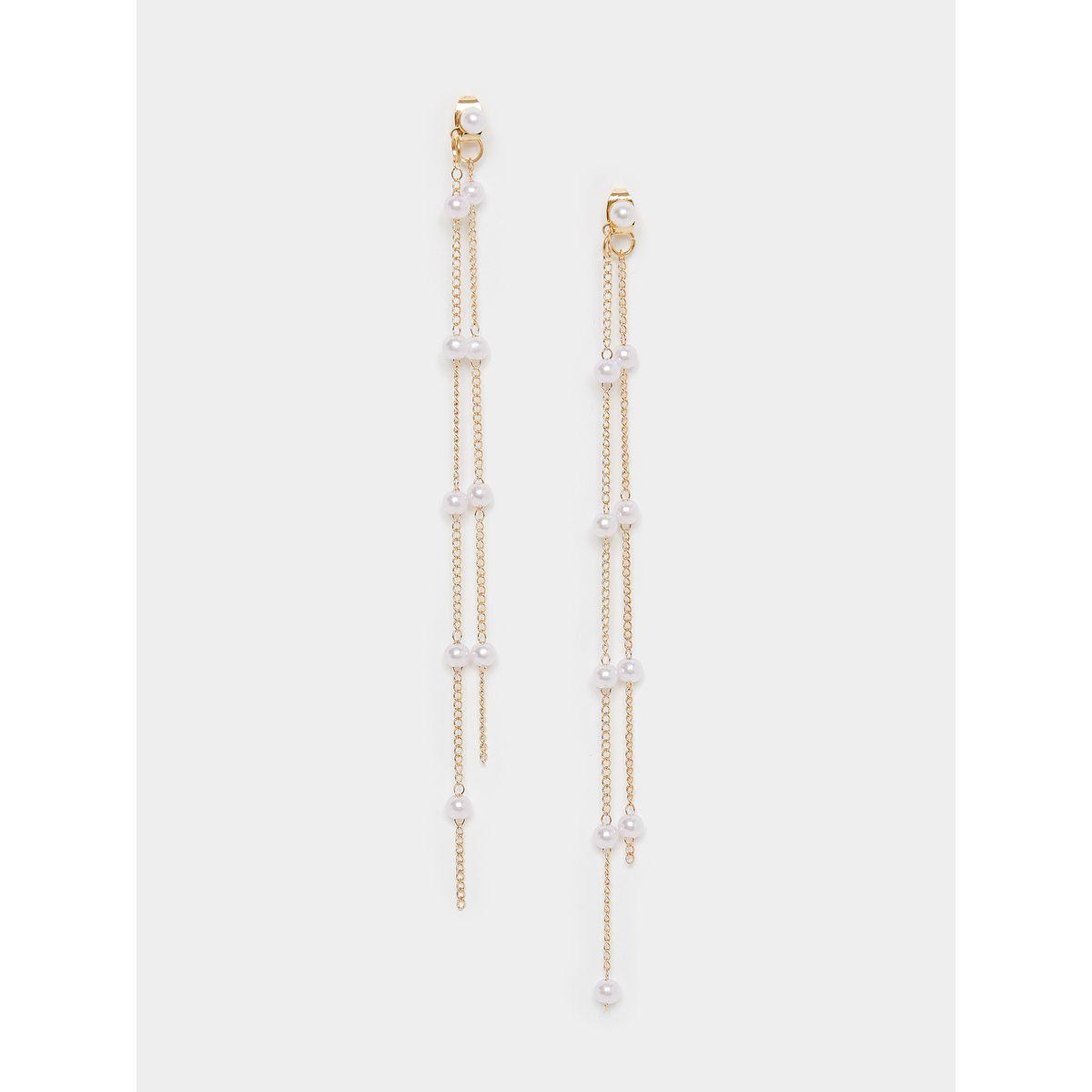Styli Long Faux Pearl Earrings-women-watchesandjewellery-jewellery-earrings-image-1